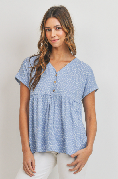 Sky Blue Rib Knit Top