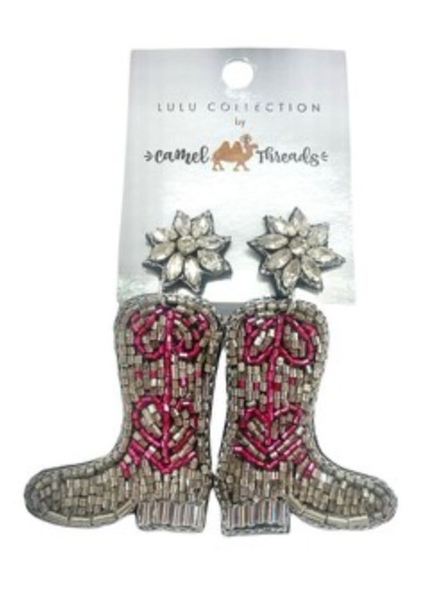Diamond Cowgirl Seed Bead Earrings