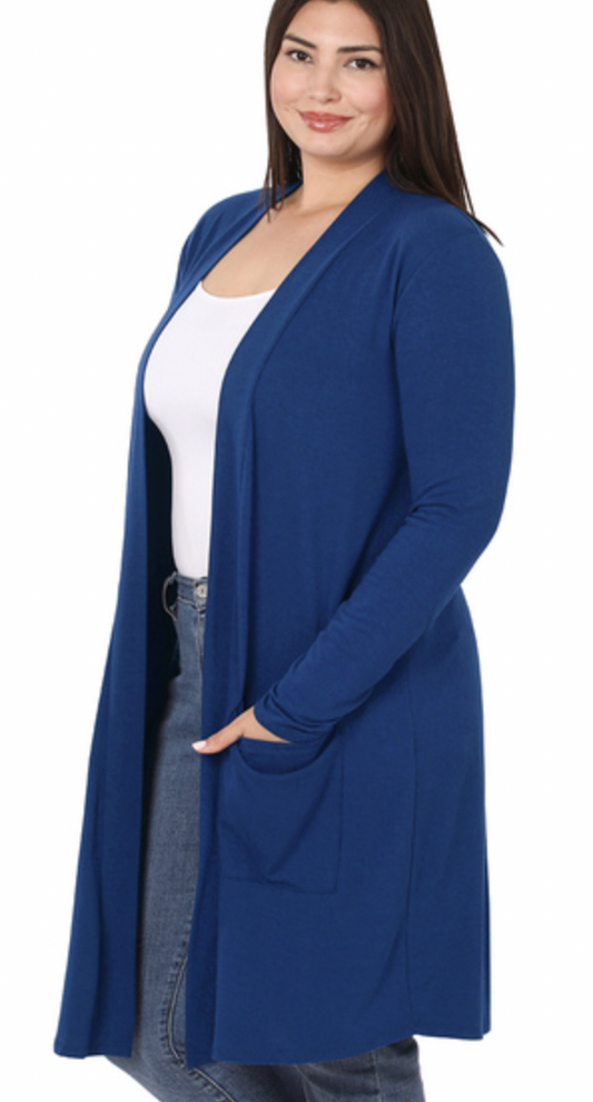 Plus Size Butter Soft Cardigan - Light Navy