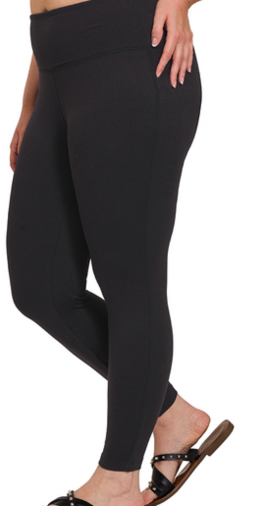 Plus Size Black Microfiber Leggings