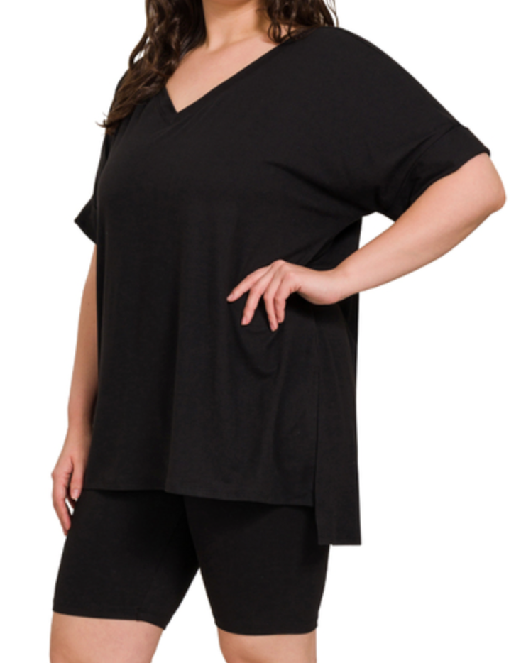 Plus Size Microfiber Set - Black