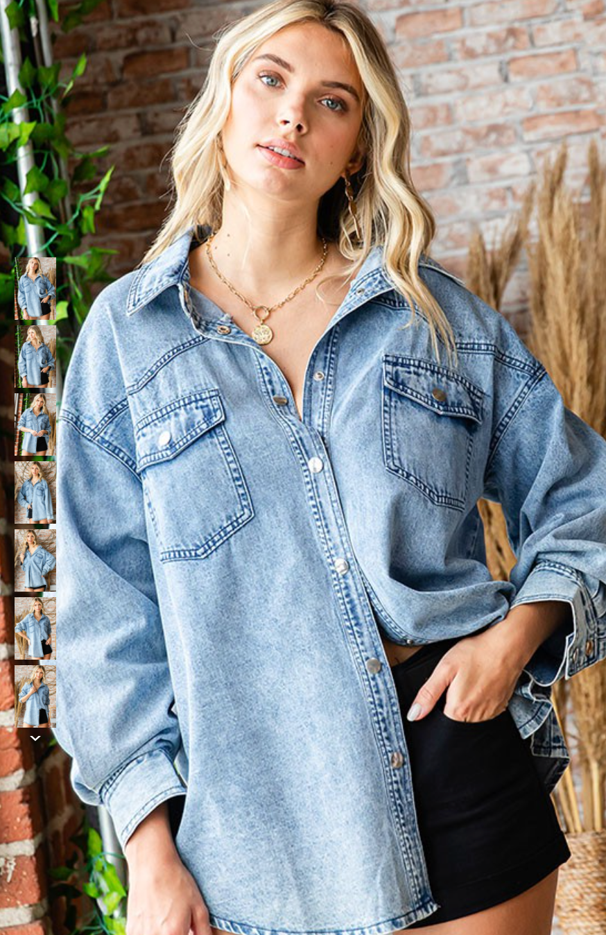 Button Down Long Sleeve Denim Shirt