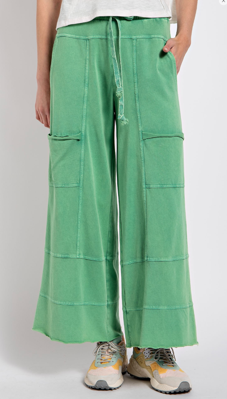 Mineral Washed Pants - Evergreen