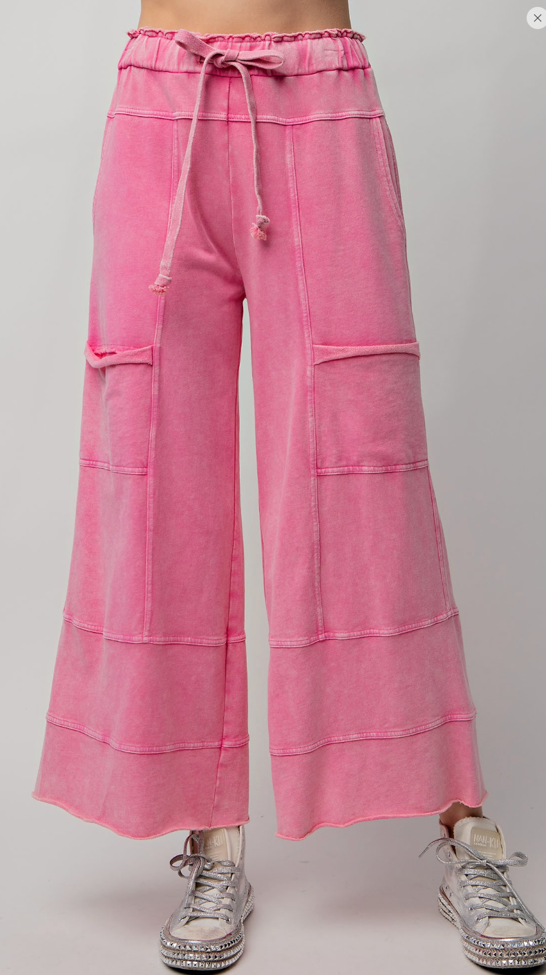 Mineral Washed Pants - Barbie Pink