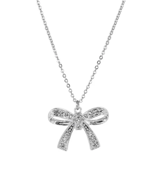 Rhinestone Casting Bow Short Necklace