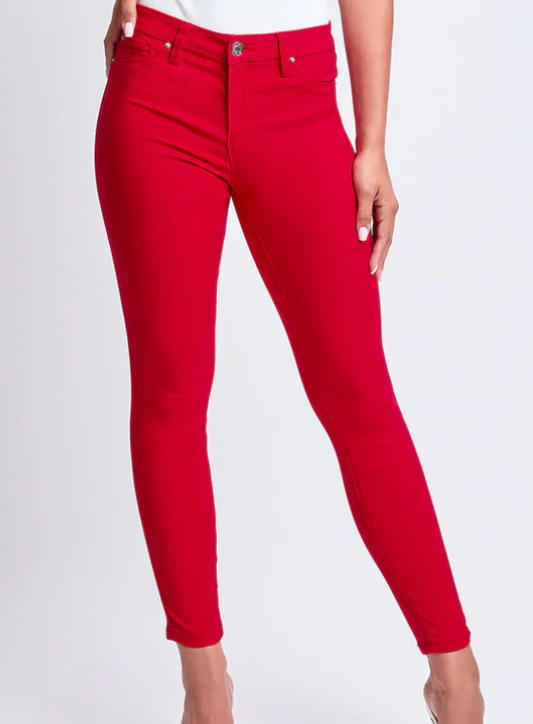 Hyperstretch Mid-Rise Skinny Jean - Red