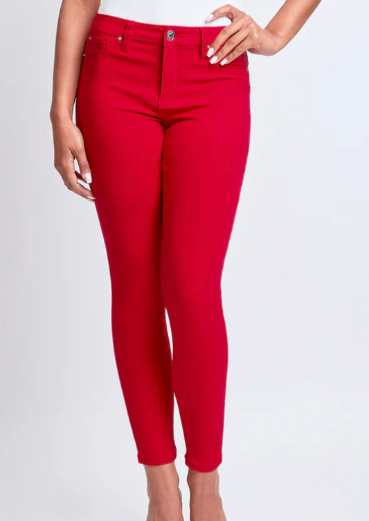 Hyperstretch Mid-Rise Skinny Jean - Red