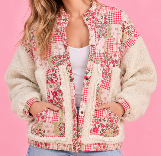 Floral Patterned Patchwork Jacket