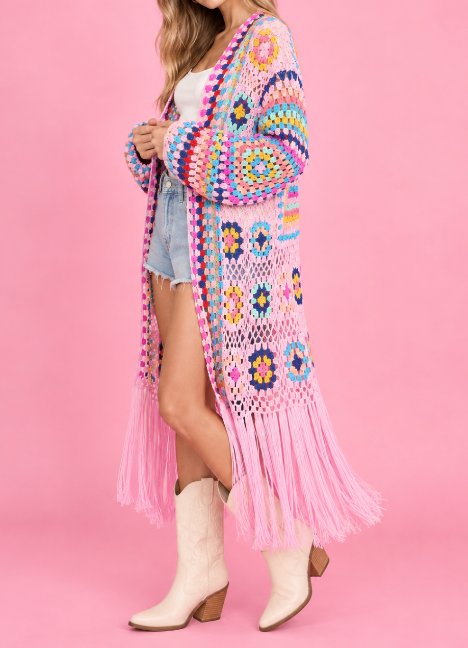 Crochet Fringe Cardigan Duster
