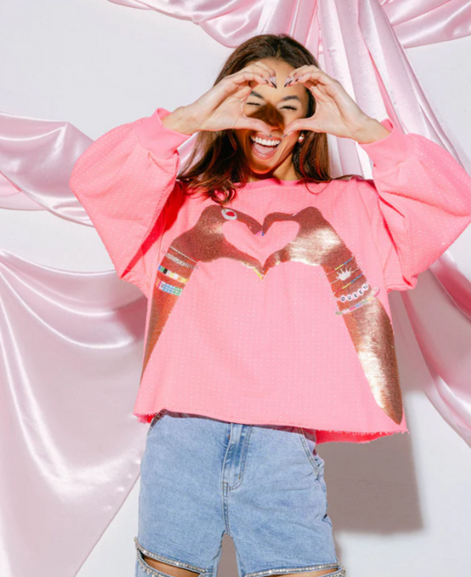 Queen of Sparkles Heart Cutoff Sweatshirt