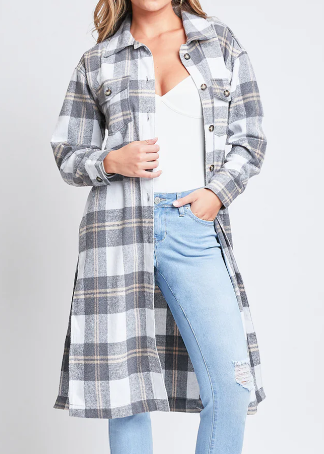 Long Grey Duster Shacket