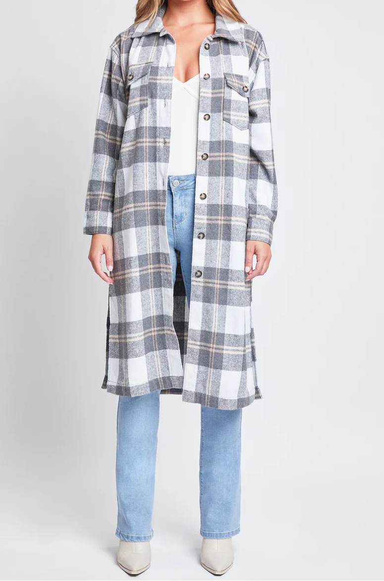 Long Grey Duster Shacket