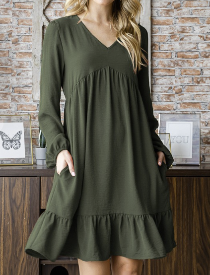 Olive Babydoll Dress