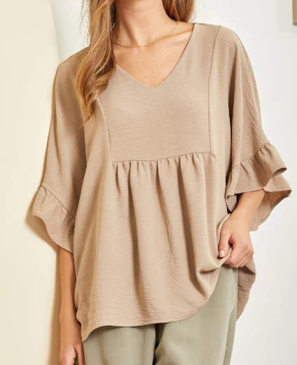 Taupe Babydoll Top