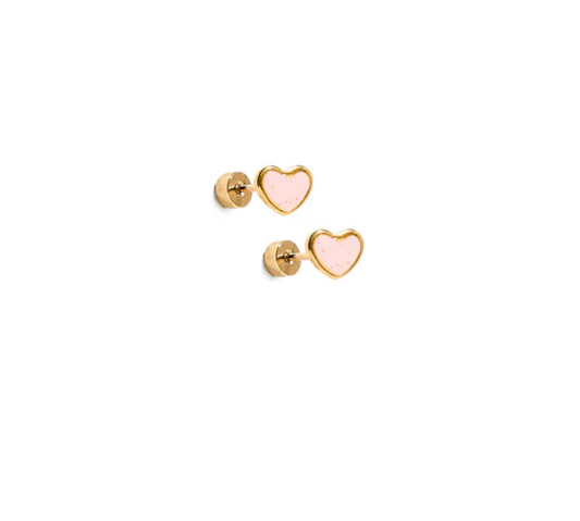 Screwback Stud - Nora Heart - Pink
