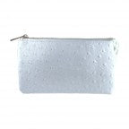 White Ostrich 5 Compartment Crossbody Wristlet