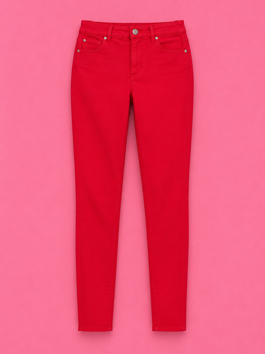 Hyperstretch Mid-Rise Skinny Jean - Red