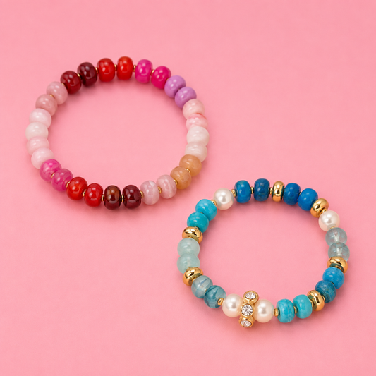 Pink & Blue Bracelet Set