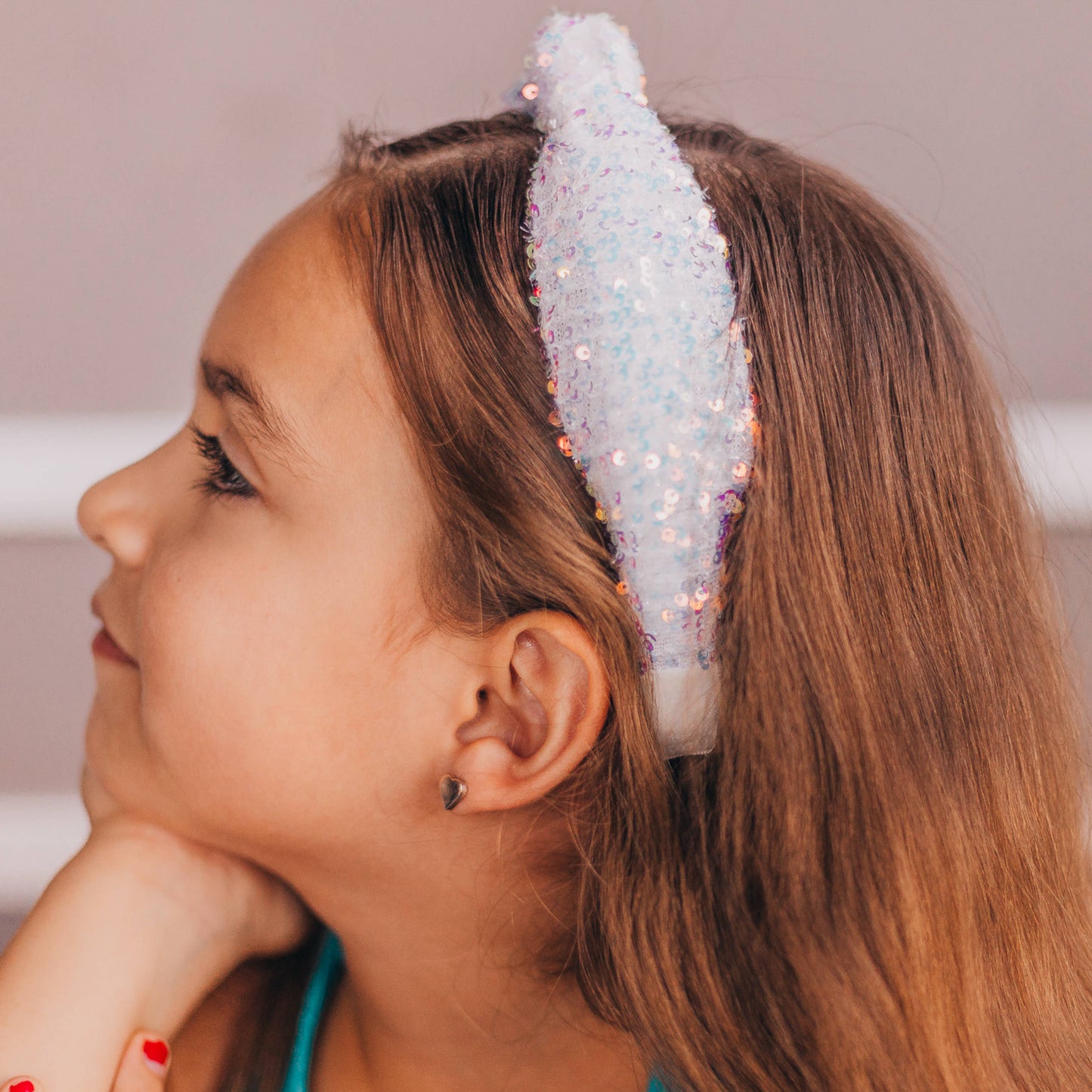 Kids Knot Headband - Rainbow Sequin Knotted Hair Accessories