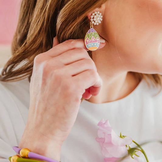 Remi Easter Egg Pearl Cluster Enamel Earrings in Multi
