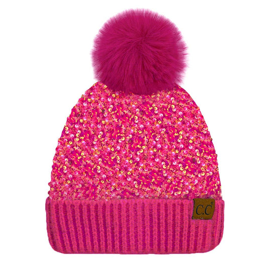 Glitter Sequined Cuff Beanie