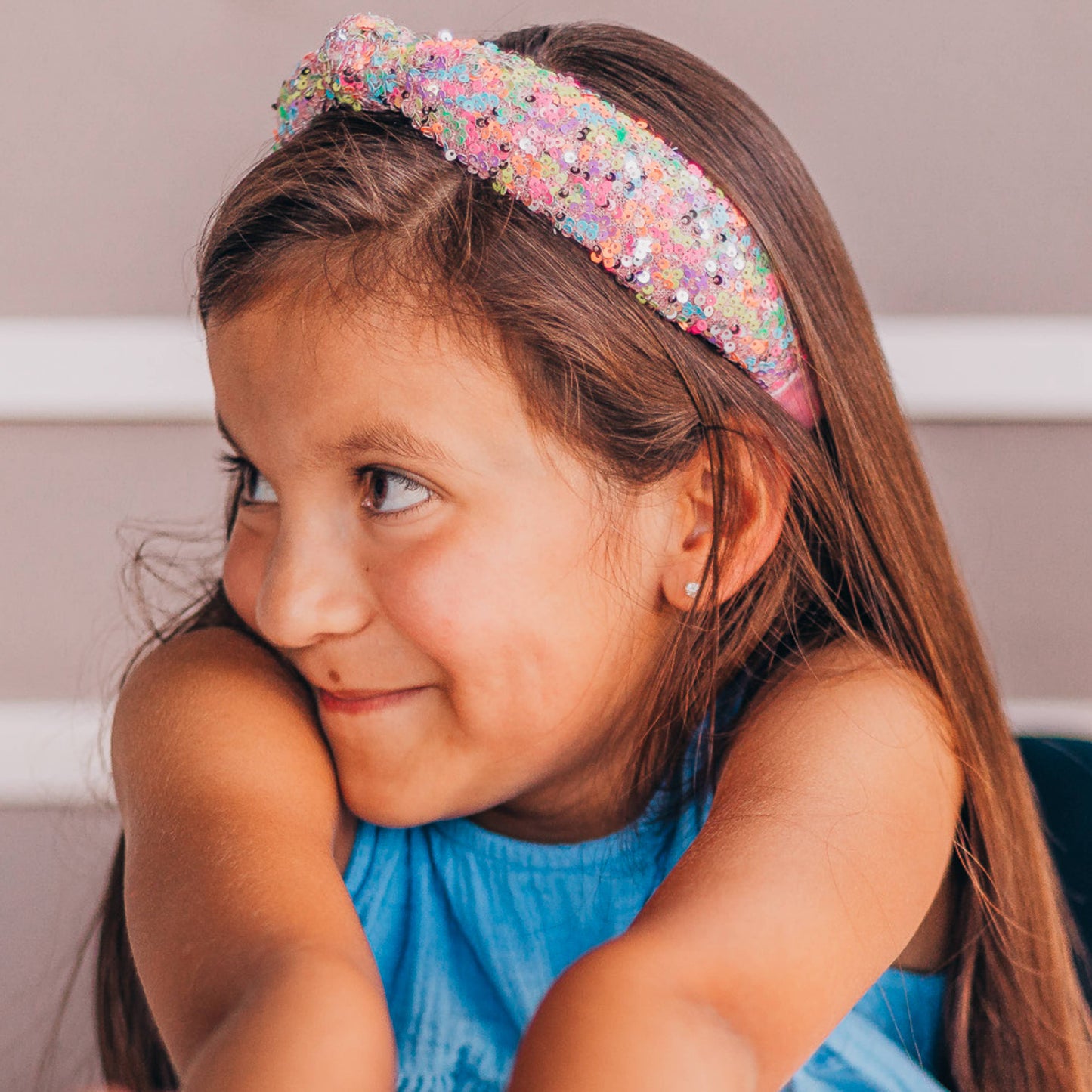 Kids Knot Headband - Rainbow Sequin Knotted Hair Accessories