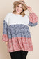 Plus Size Flower Color Block Top