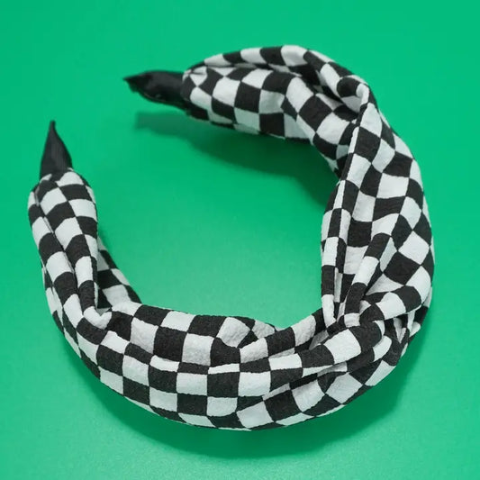 Knotted Checker Headband - Black