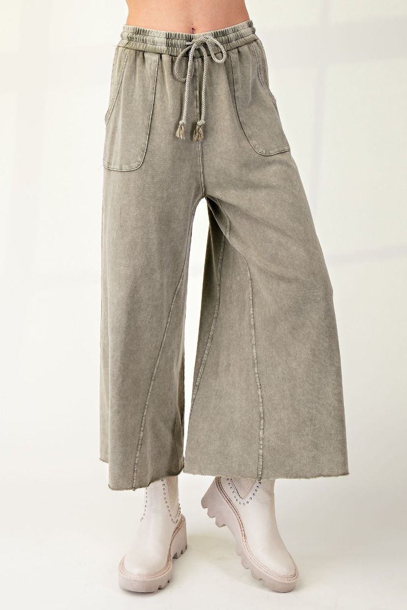 Mineral Washed Terry Knit Pants - Ash