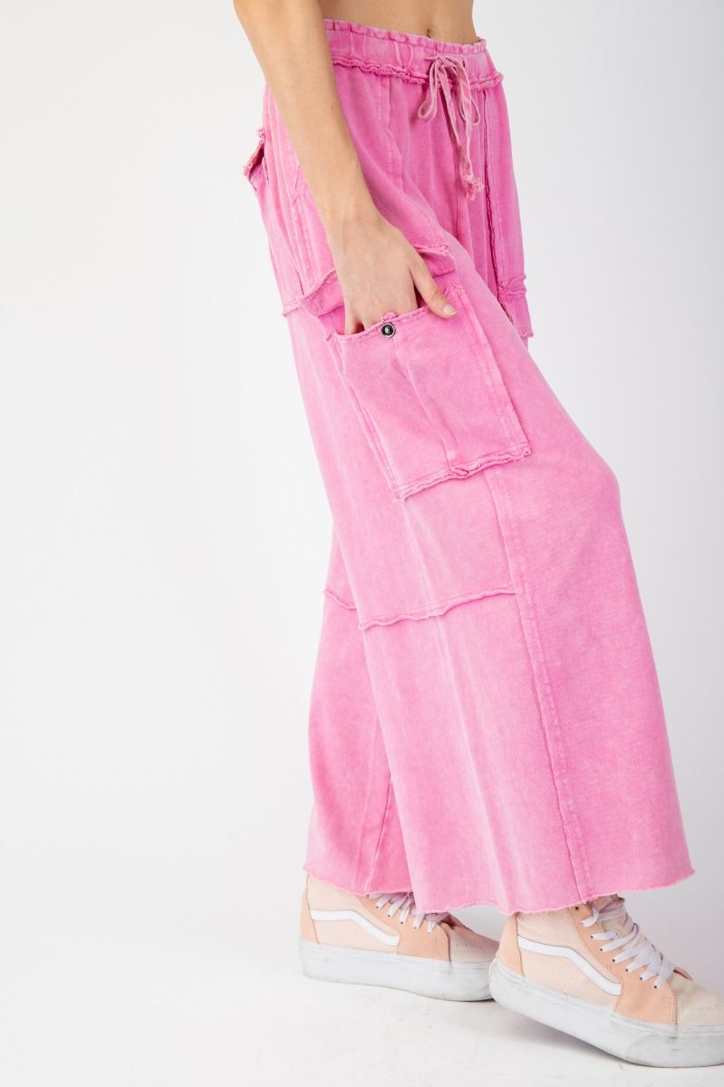 Mineral Washed Cargo Pants - Barbie Pink