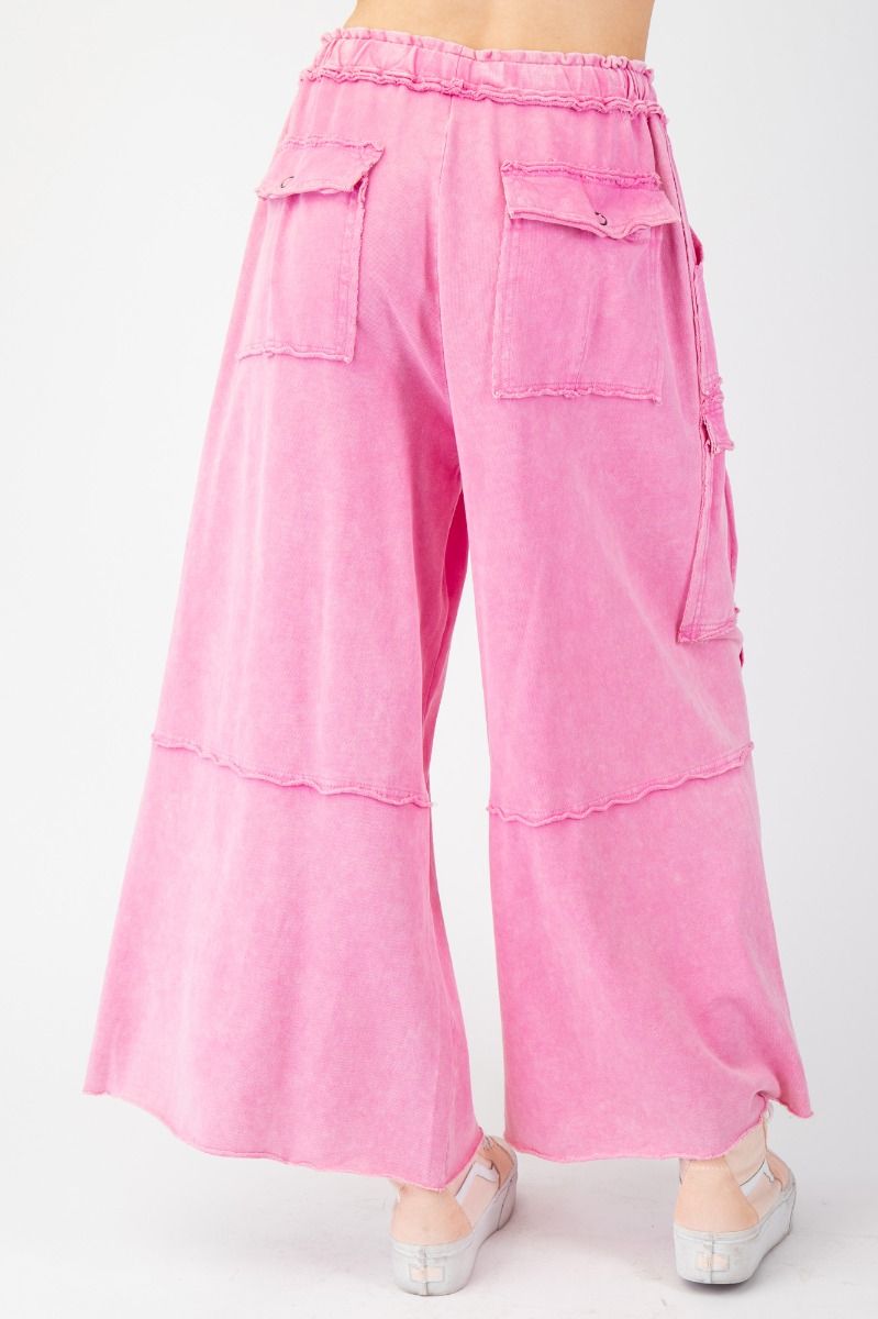 Mineral Washed Cargo Pants - Barbie Pink