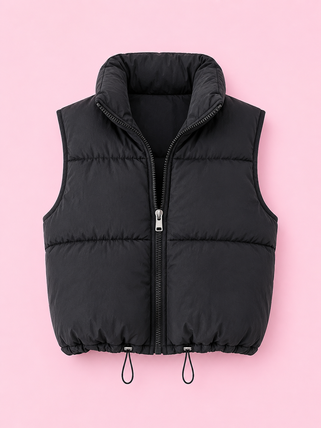 Puffer Crop Vest - Black