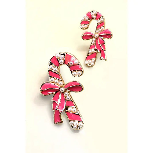 Pink Candy Cane Earrings