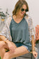 Grey Contrast Sleeve Blouse