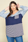 Plus Size Blue Mood Color Block Blouse