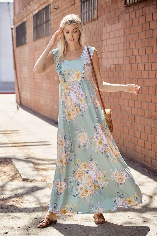 Mint Floral Maxi Dress