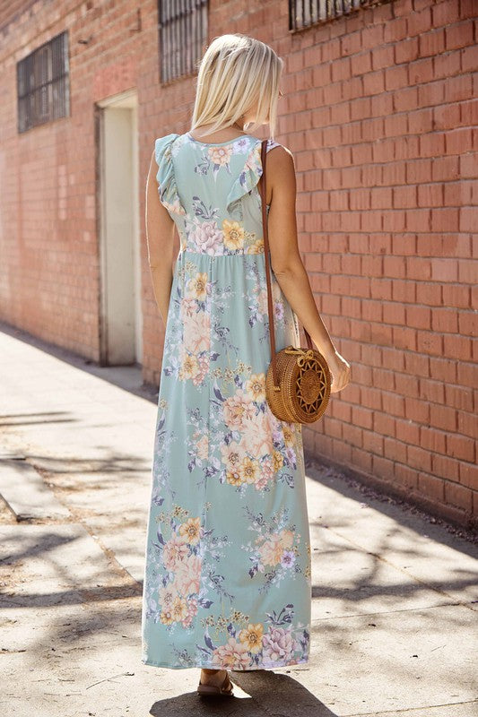 Mint Floral Maxi Dress