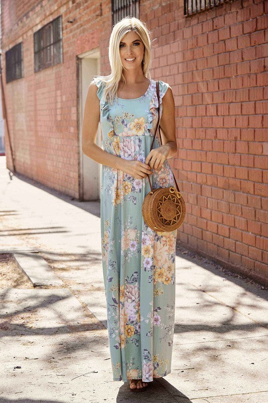 Mint Floral Maxi Dress