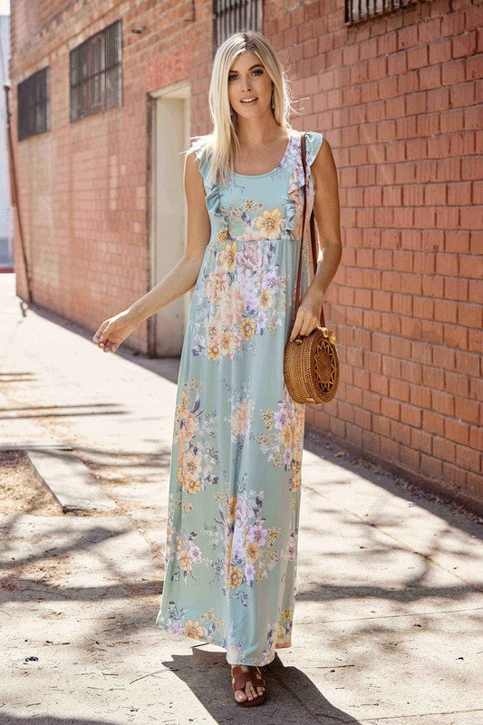 Mint Floral Maxi Dress