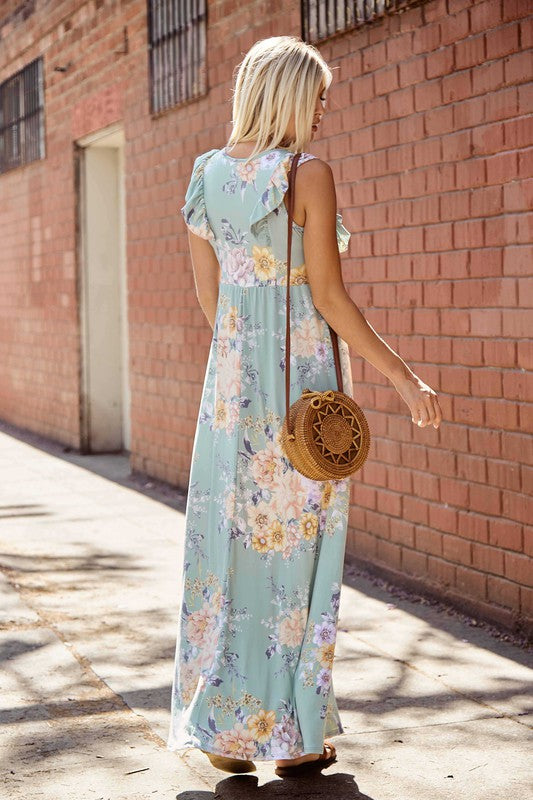 Mint Floral Maxi Dress