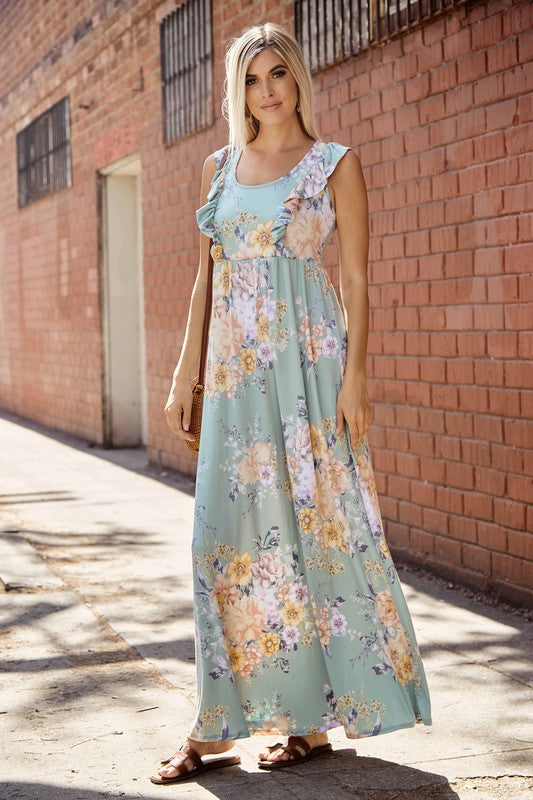 Mint Floral Maxi Dress