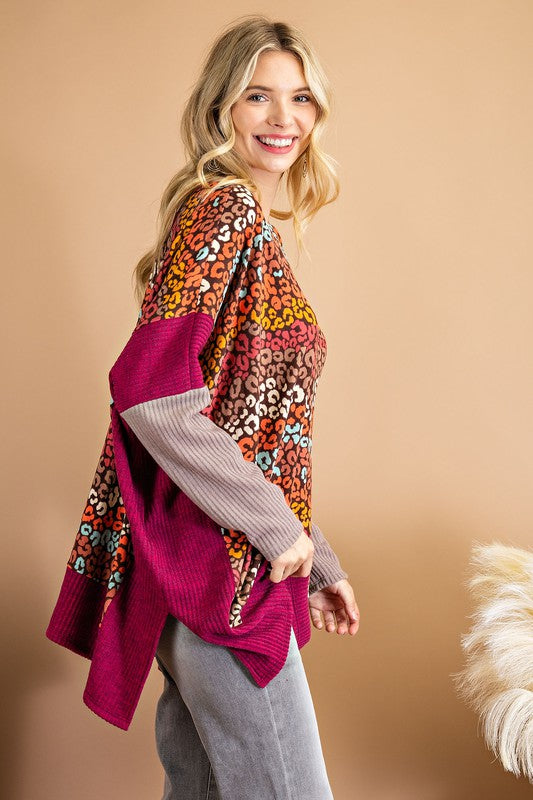 Magenta Cheetah Poncho Sweater