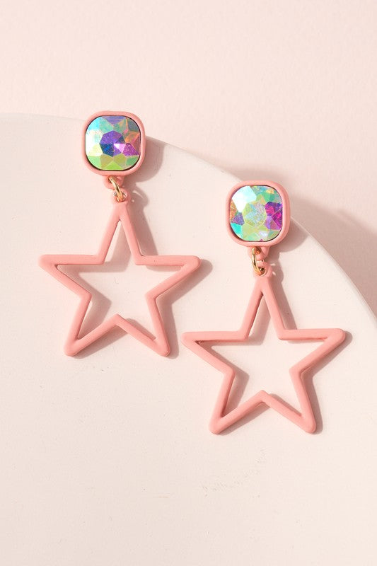 Peach Star Earrings