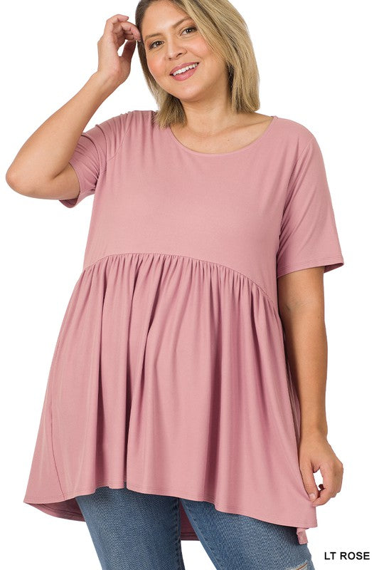 Plus Size Super Soft Babydoll Blouse - Rose