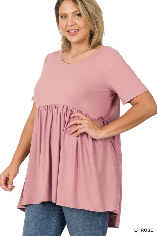 Plus Size Super Soft Babydoll Blouse - Rose