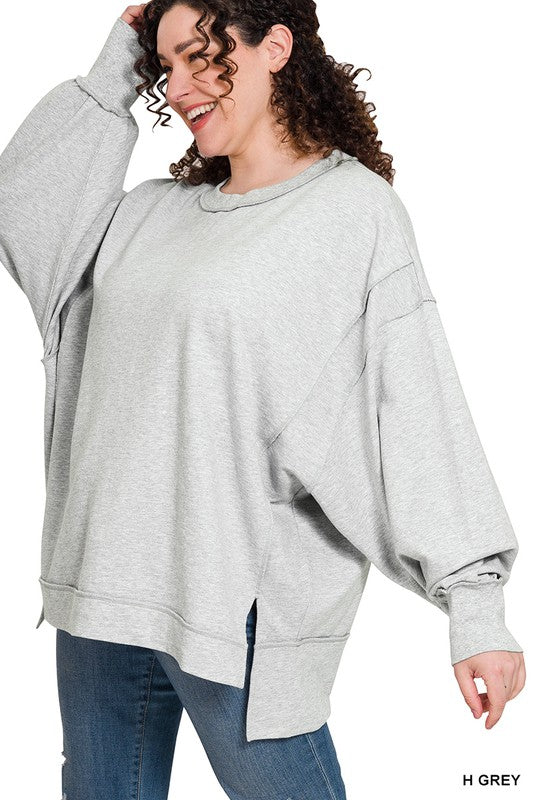 Plus Size French Terry Exposed Sweatshirt