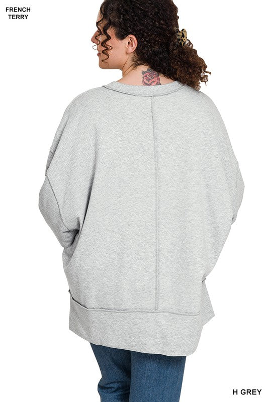 Plus Size French Terry Exposed Sweatshirt