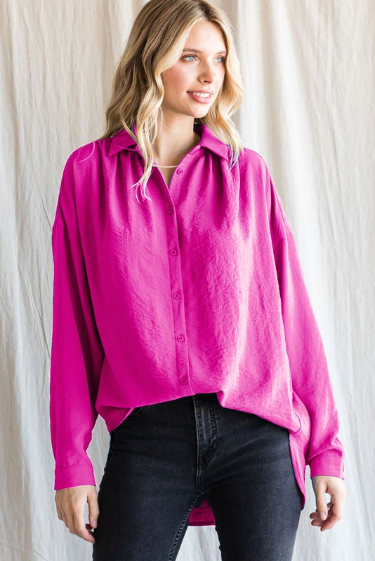 Showstopper Hot Pink Button Up