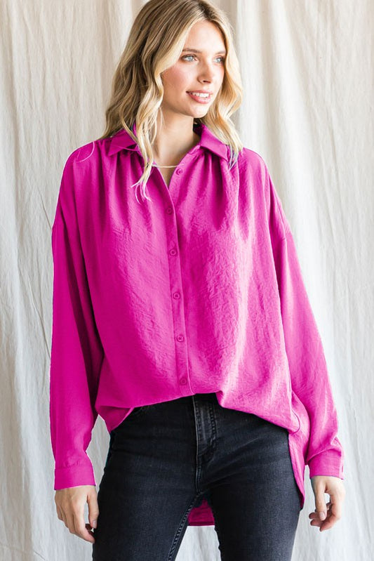 Showstopper Hot Pink Button Up