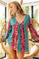 Multi Floral Printed V-Neck Top